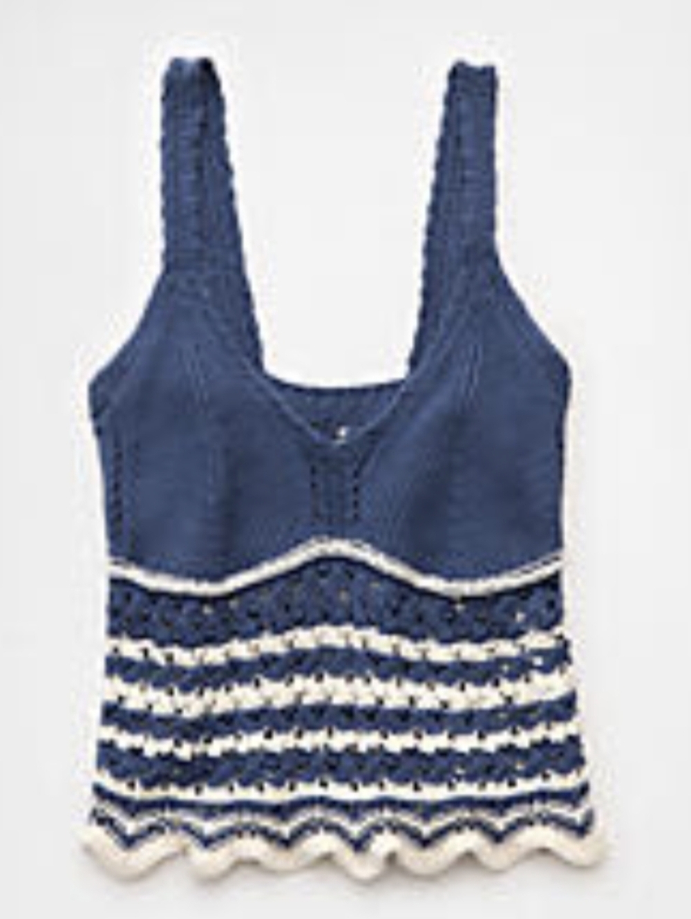 American Eagle Women's Knit Top in Blue and Cream